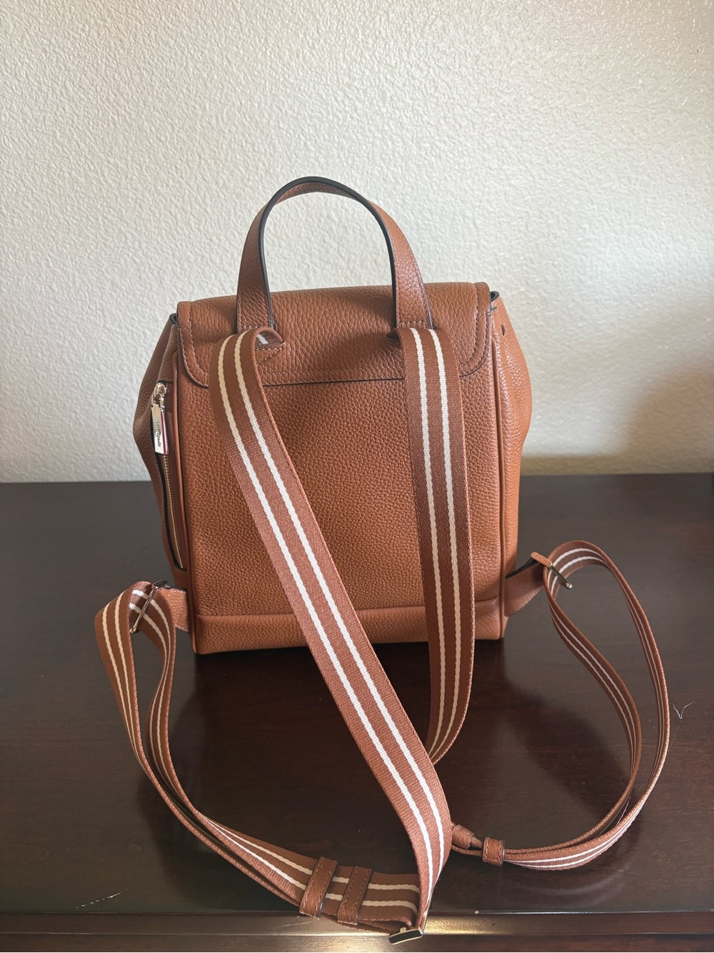 NWOT Kate Spade Pebbled Leather Backpack in Cognac Brown - Picture 2 of 4